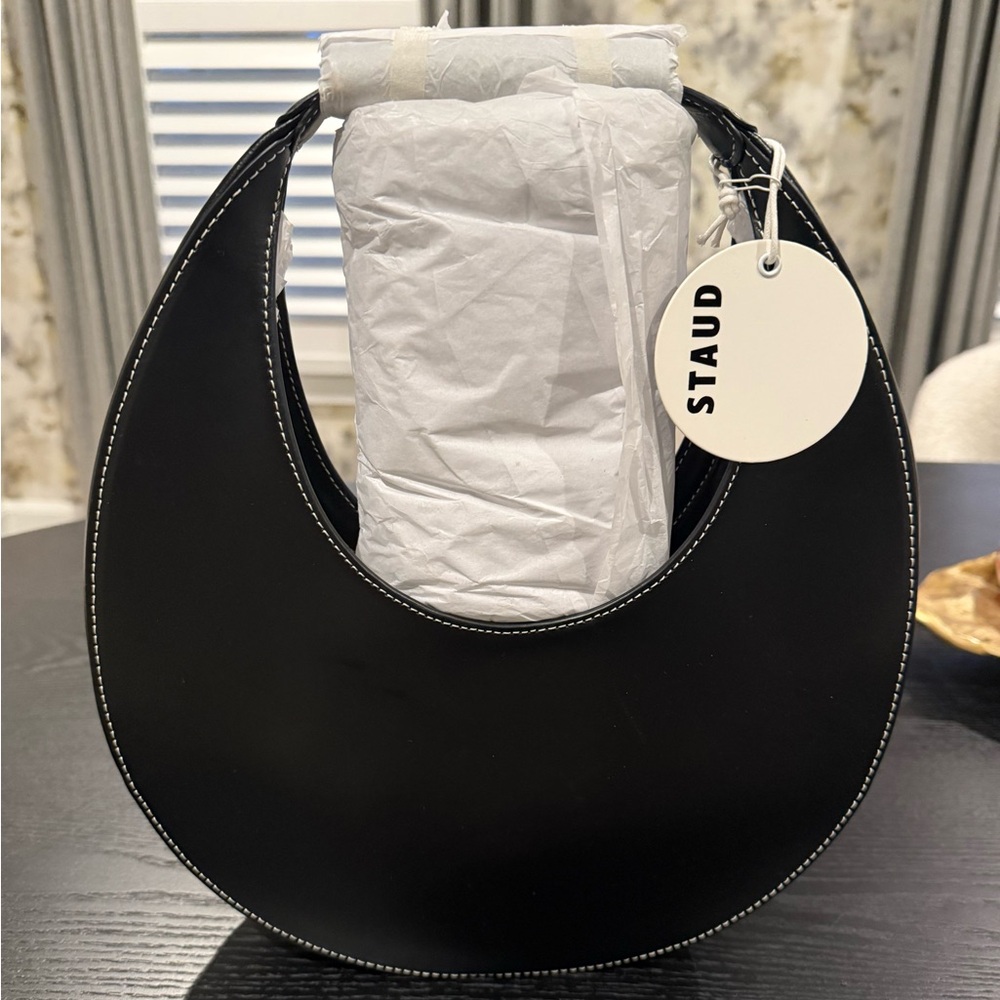 STAUD Black Moon Tote Bag